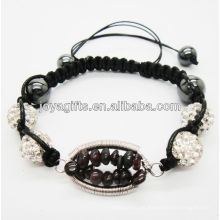 Pulsera tejida con bolas de cristal